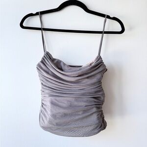 Zara Gray Ruched Cowl Neck Camisole
